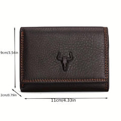 Men's Leather Wallet Tri fold Short Card ID Card Holder