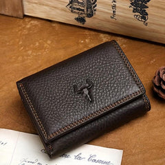 Men's Leather Wallet Tri fold Short Card ID Card Holder