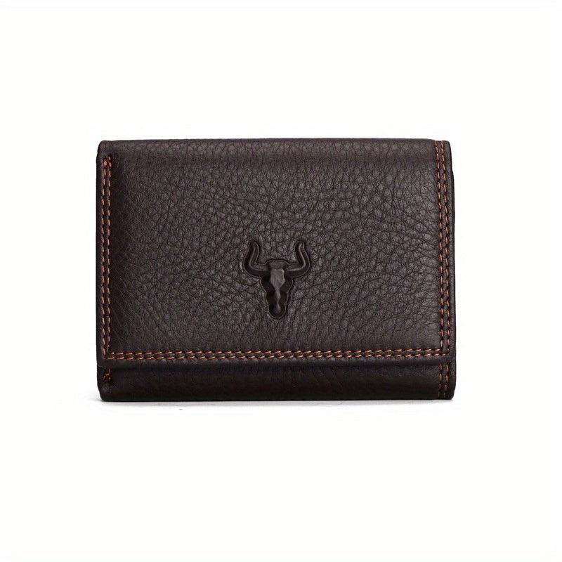 Men's Leather Wallet Tri fold Short Card ID Card Holder