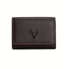 Men's Leather Wallet Tri fold Short Card ID Card Holder