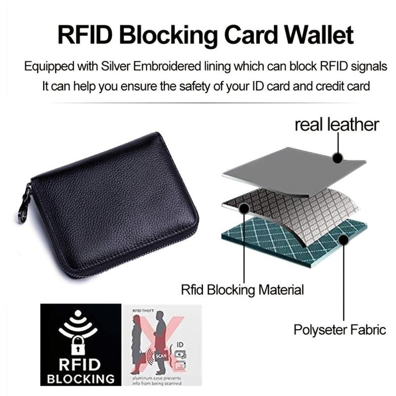 RFID Leather Card Wallet 24 Slots Passport Holder