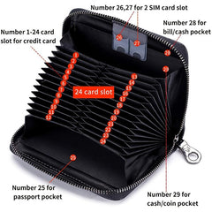 RFID Leather Card Wallet 24 Slots Passport Holder