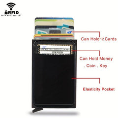 Men's RFID Wallet Automatic Pop Up Card Holder with 12 Card Slots
