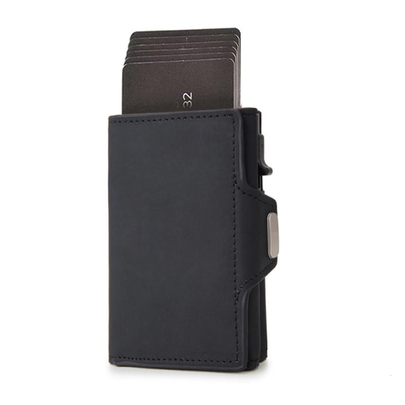 Men's Aluminum Alloy Wallet Zipper Coin Clip Carbon Fiber Card Holder