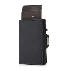 Men's Aluminum Alloy Wallet Zipper Coin Clip Carbon Fiber Card Holder