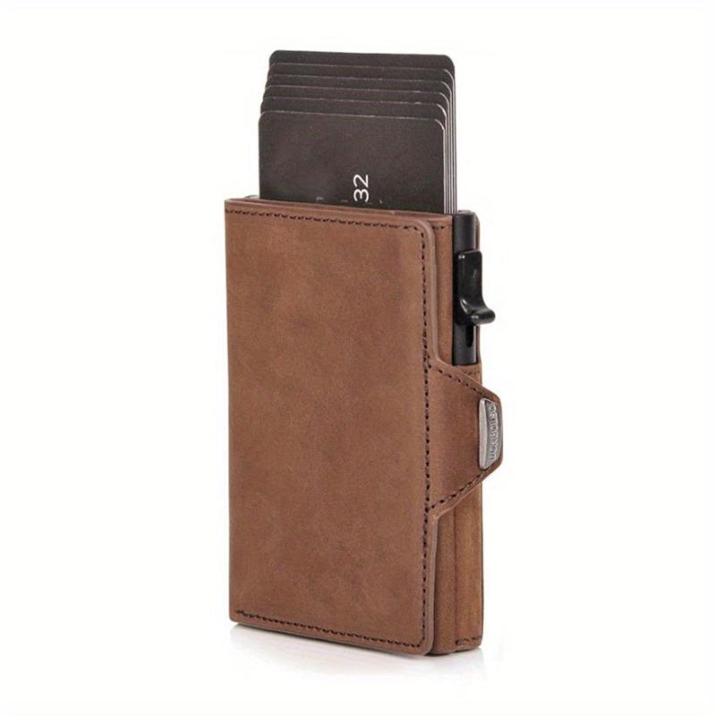 Men's Aluminum Alloy Wallet Zipper Coin Clip Carbon Fiber Card Holder