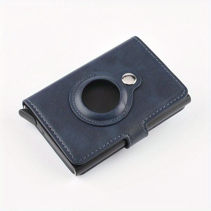 PU Leather Card Holder Wallet with Automatic Pop-up & Airtag Tracker