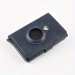 PU Leather Card Holder Wallet with Automatic Pop-up & Airtag Tracker