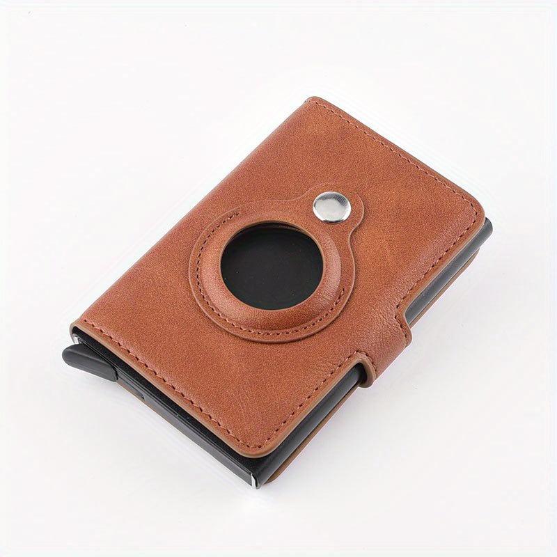 PU Leather Card Holder Wallet with Automatic Pop-up & Airtag Tracker