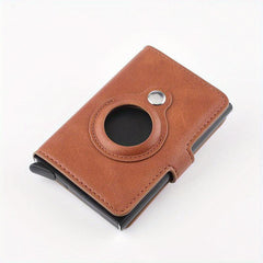 PU Leather Card Holder Wallet with Automatic Pop-up & Airtag Tracker