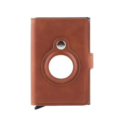 PU Leather Card Holder Wallet with Automatic Pop-up & Airtag Tracker