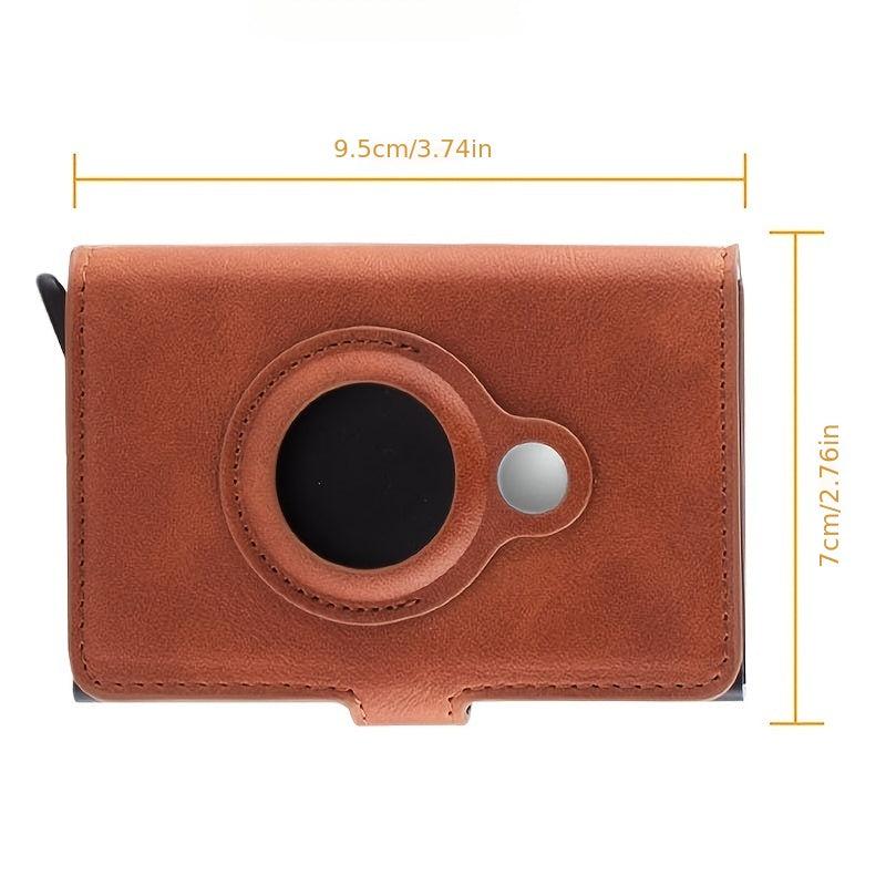 PU Leather Card Holder Wallet with Automatic Pop-up & Airtag Tracker