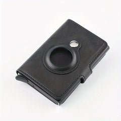 PU Leather Card Holder Wallet with Automatic Pop-up & Airtag Tracker