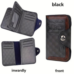 Men's Trifold Wallet PU Leather Short Wallet With Coin Pocket Card Holder