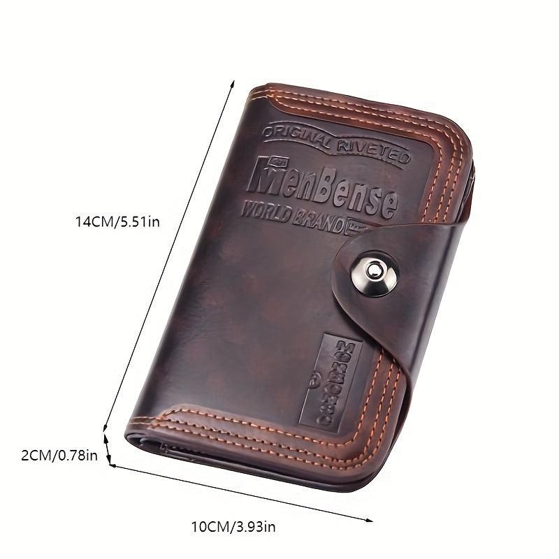 Men's Trifold Wallet PU Leather Short Wallet With Coin Pocket Card Holder