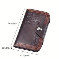 Men's Trifold Wallet PU Leather Short Wallet With Coin Pocket Card Holder
