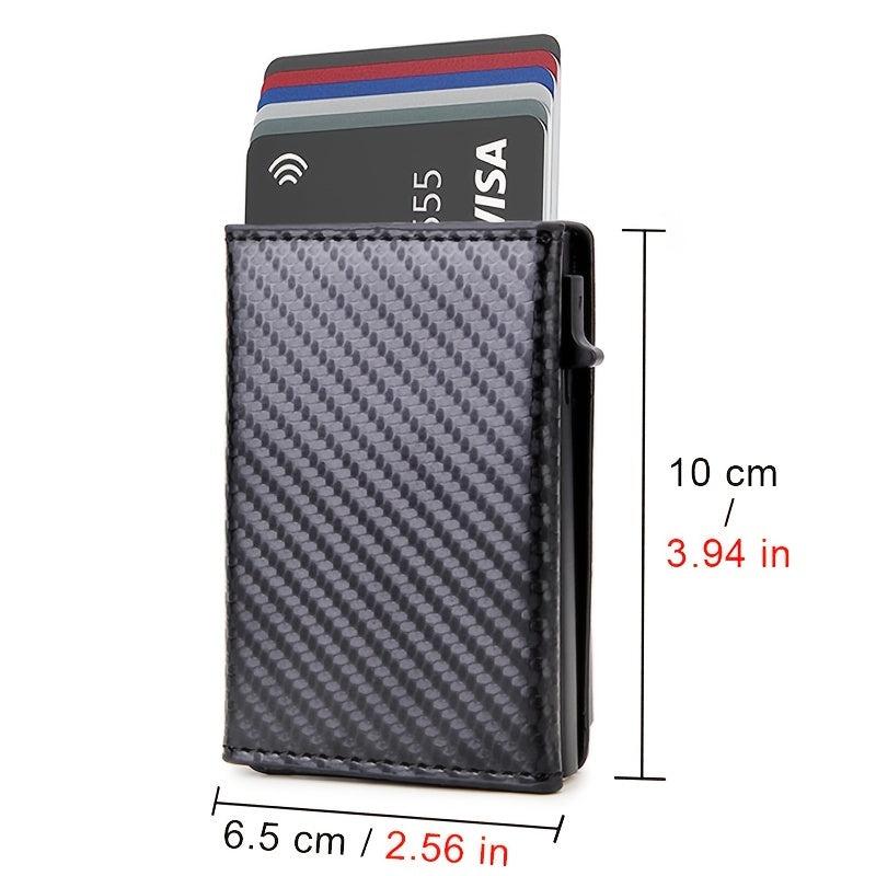 Carbon Fiber Wallet RFID Automatic Pop up Trifold Card Holder