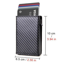 Carbon Fiber Wallet RFID Automatic Pop up Trifold Card Holder