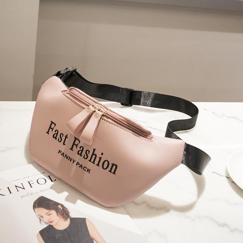 Letter Pattern Crossbody Bag All Match Solid Chest Zipper Bag