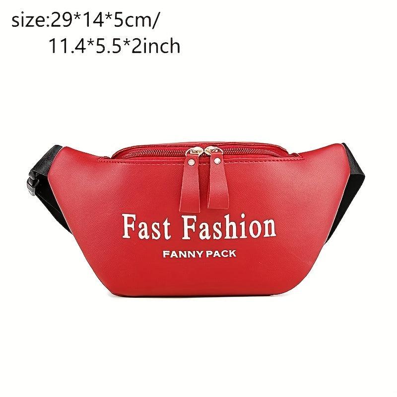 Letter Pattern Crossbody Bag All Match Solid Chest Zipper Bag