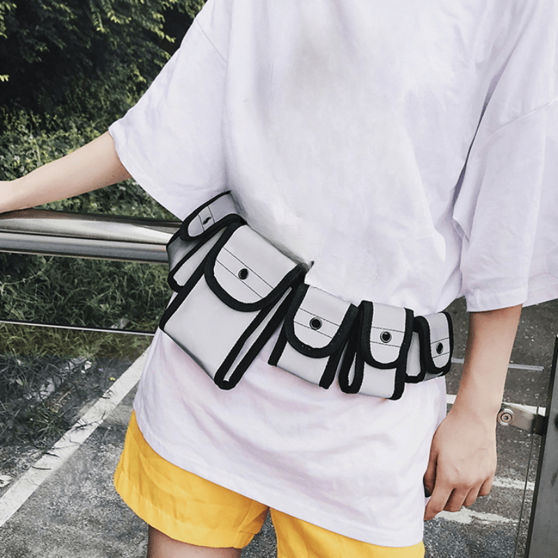 Colorblock Waist Bag Flap Pockets Fancy Pack Versatile Storage Bag