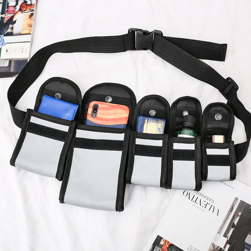 Colorblock Waist Bag Flap Pockets Fancy Pack Versatile Storage Bag
