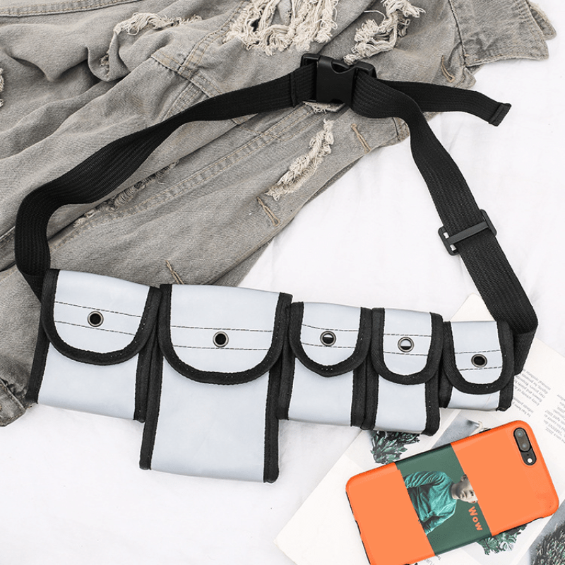 Colorblock Waist Bag Flap Pockets Fancy Pack Versatile Storage Bag
