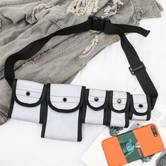 Colorblock Waist Bag Flap Pockets Fancy Pack Versatile Storage Bag