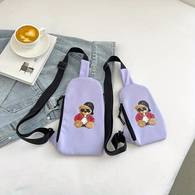 Cartoon Little Bear Crossbody Bag Nylon Sling Backpack