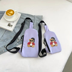 Cartoon Little Bear Crossbody Bag Nylon Sling Backpack
