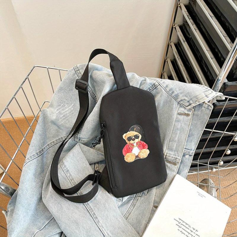 Cartoon Little Bear Crossbody Bag Nylon Sling Backpack