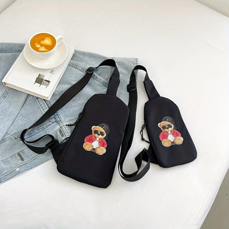 Cartoon Little Bear Crossbody Bag Nylon Sling Backpack