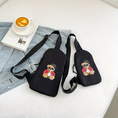 Cartoon Little Bear Crossbody Bag Nylon Sling Backpack