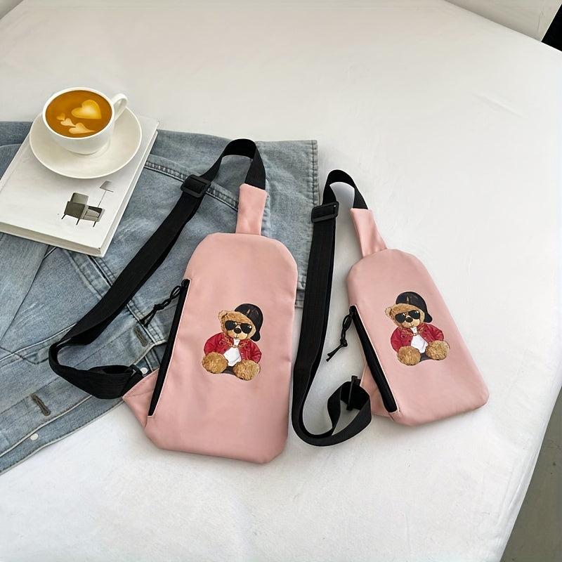 Cartoon Little Bear Crossbody Bag Nylon Sling Backpack