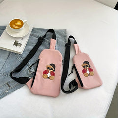 Cartoon Little Bear Crossbody Bag Nylon Sling Backpack