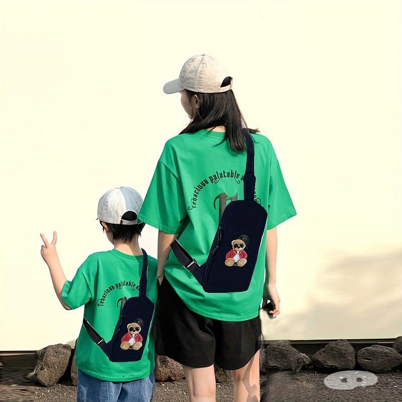 Cartoon Little Bear Crossbody Bag Nylon Sling Backpack