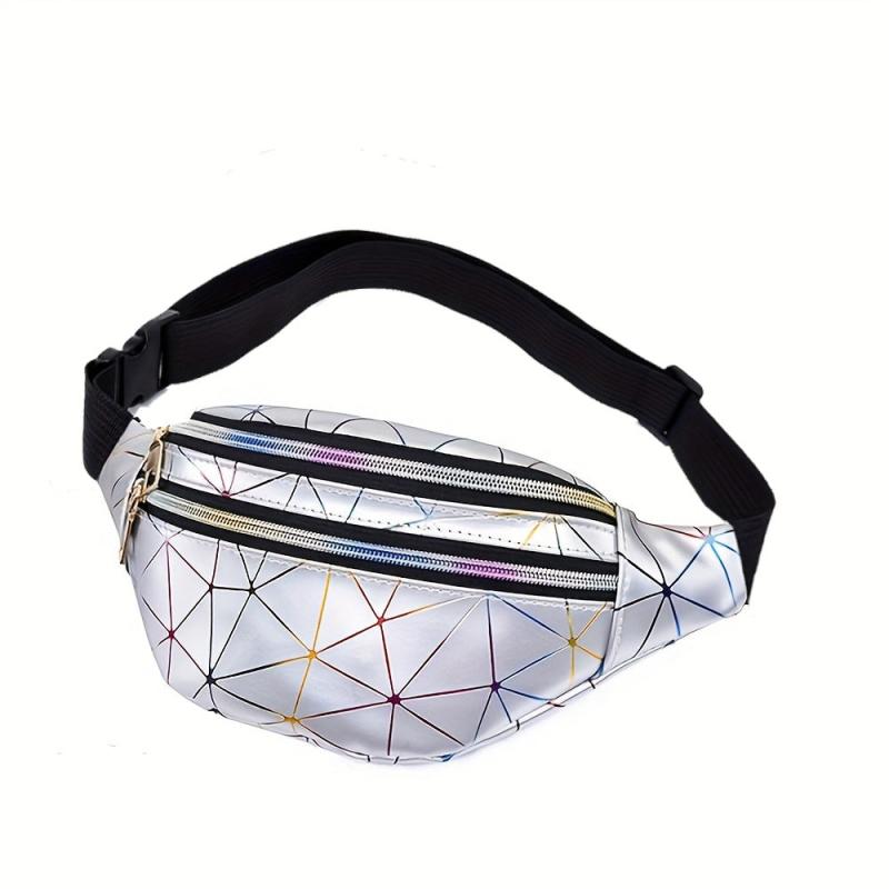 Geometric Pattern Fanny Pack Laser Crossbody Bag Holographic Waist Bag