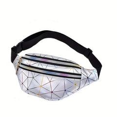 Geometric Pattern Fanny Pack Laser Crossbody Bag Holographic Waist Bag