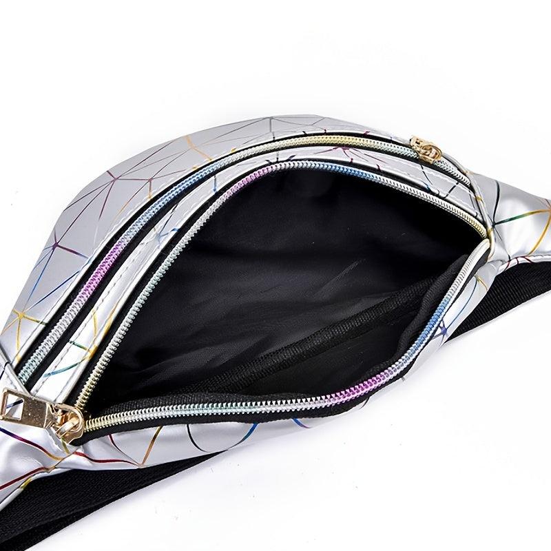 Geometric Pattern Fanny Pack Laser Crossbody Bag Holographic Waist Bag