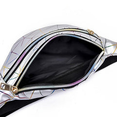 Geometric Pattern Fanny Pack Laser Crossbody Bag Holographic Waist Bag