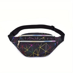 Geometric Pattern Fanny Pack Laser Crossbody Bag Holographic Waist Bag