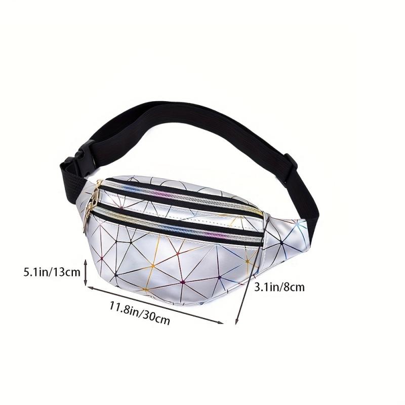 Geometric Pattern Fanny Pack Laser Crossbody Bag Holographic Waist Bag