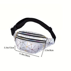 Geometric Pattern Fanny Pack Laser Crossbody Bag Holographic Waist Bag