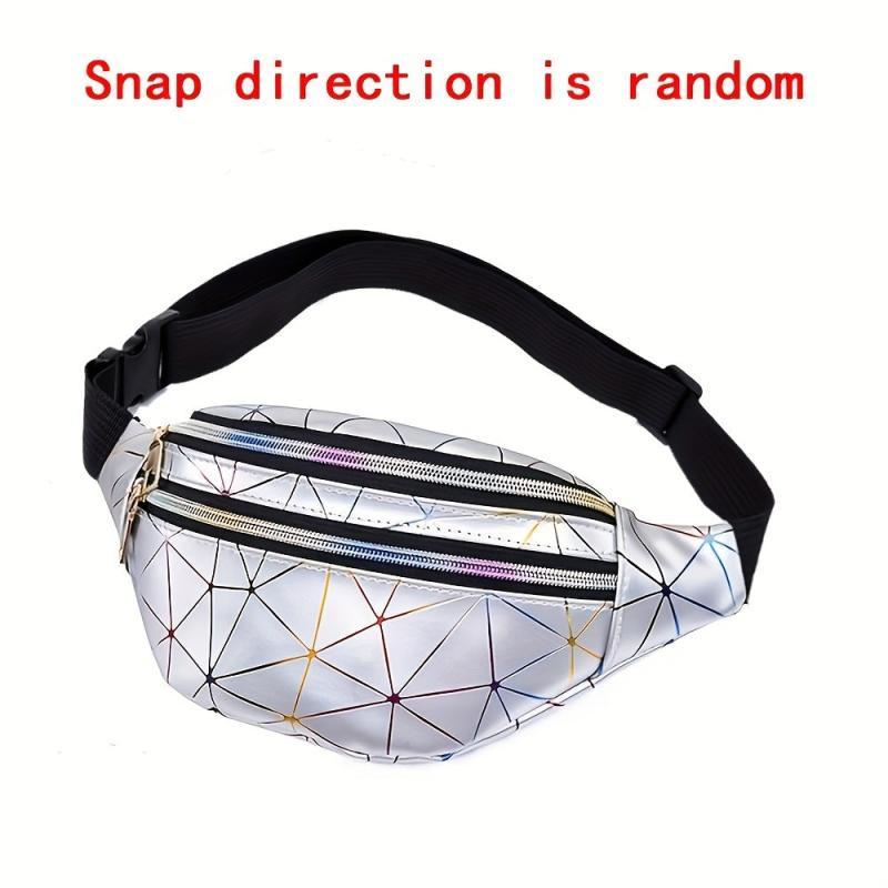 Geometric Pattern Fanny Pack Laser Crossbody Bag Holographic Waist Bag