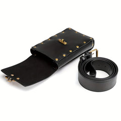 Steampunk Waist Bag Mini Studded Decor Crossbody Bag