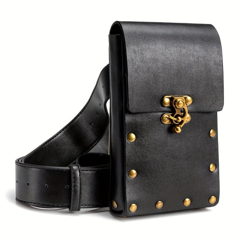 Steampunk Waist Bag Mini Studded Decor Crossbody Bag