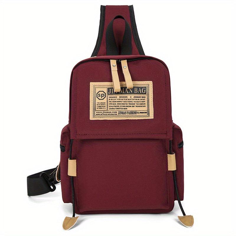 Casual Letter Patched Backpack All Match School Zipper Bag Women's