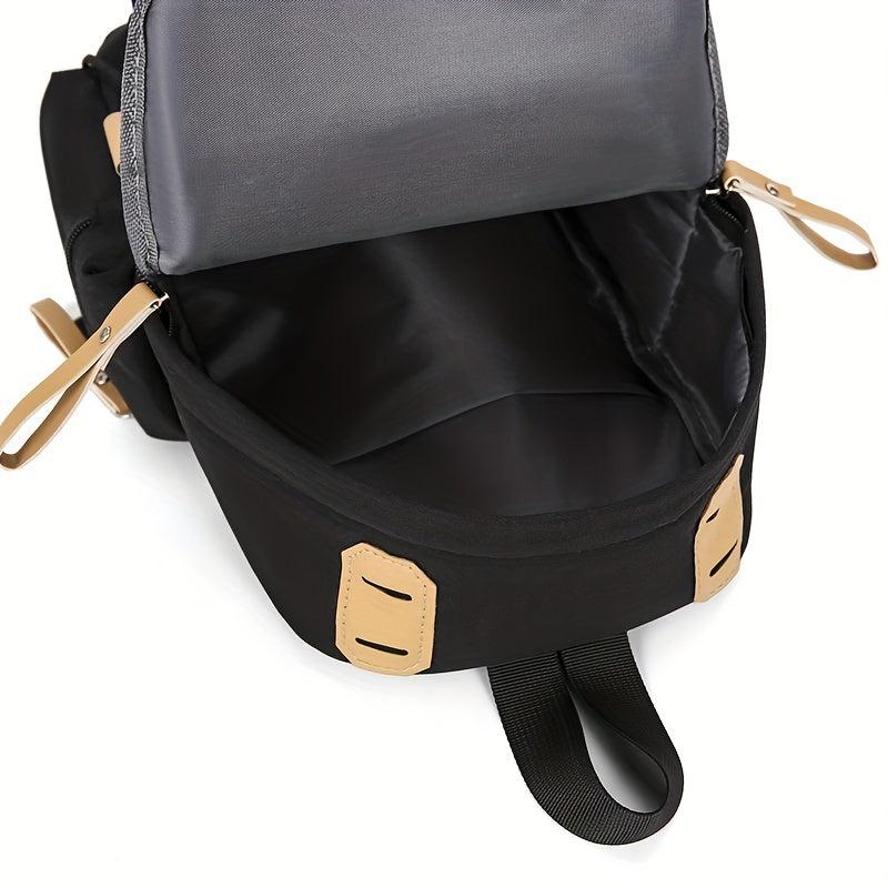 Casual Letter Patched Backpack All Match School Zipper Bag Women's