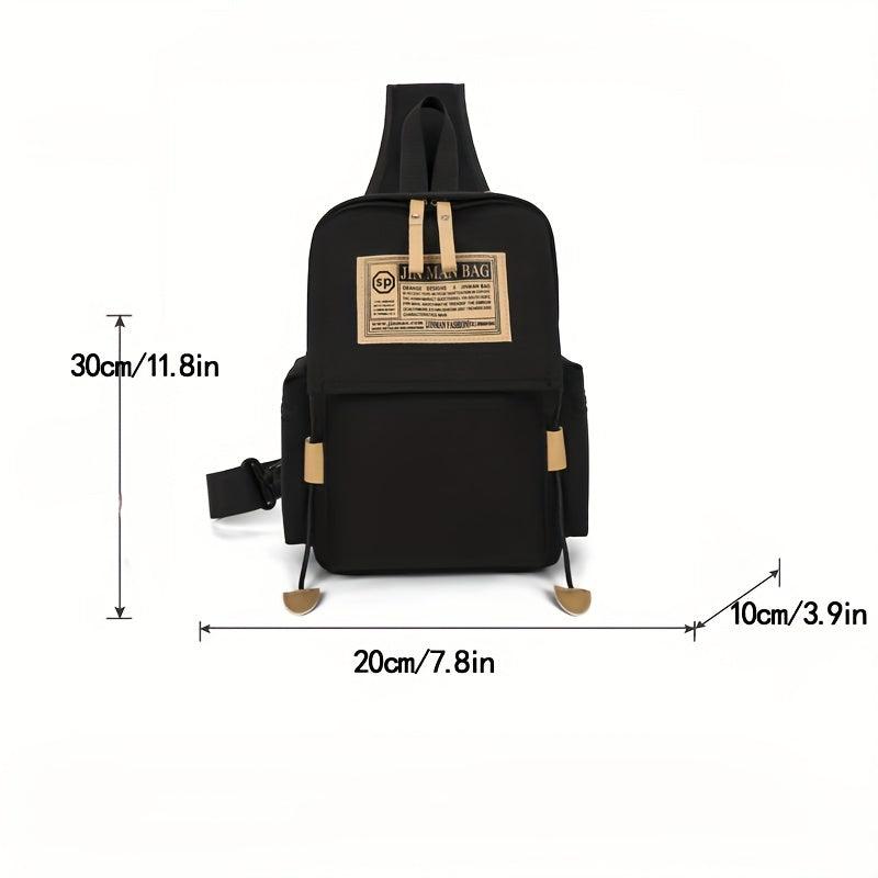 Casual Letter Patched Backpack All Match School Zipper Bag Women's