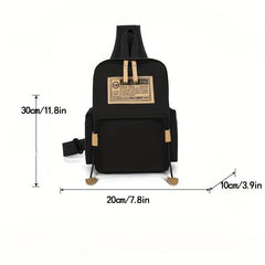Casual Letter Patched Backpack All Match School Zipper Bag Women's